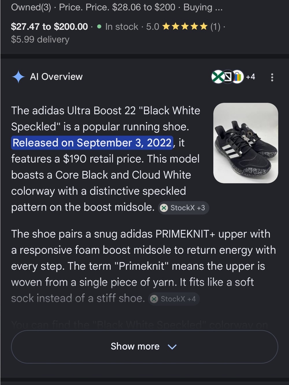 adidas Black White Speckled Ultra Boost Running Shoes
